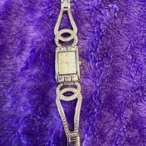 Silver Watch with Crystal Accents